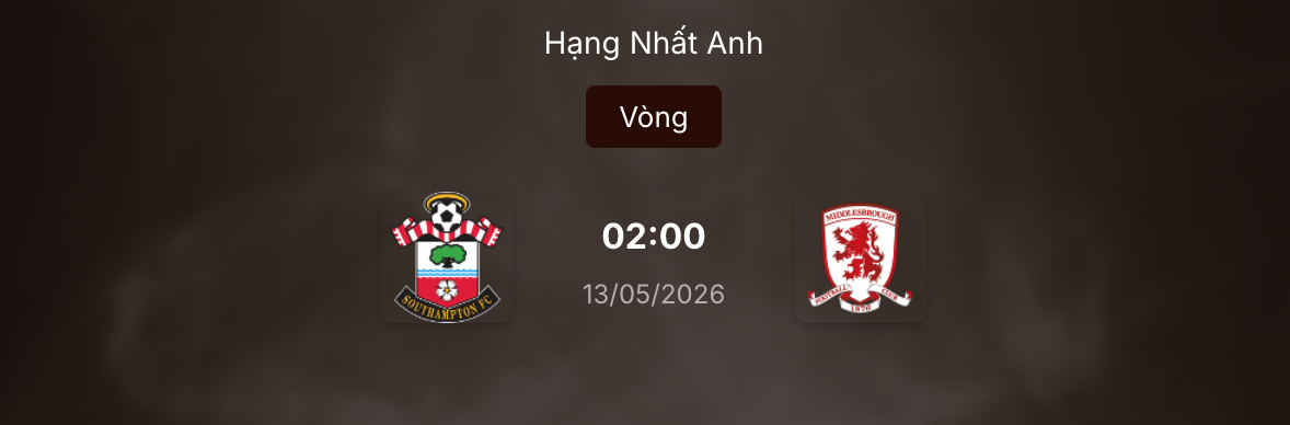 Dự đoán kèo: Southampton vs Middlesbrough 2h ngày 13/5